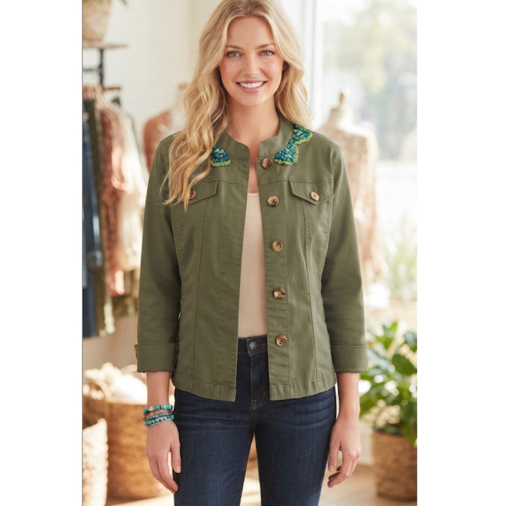 Ruby Rd. Turquoise Embellished Jacket